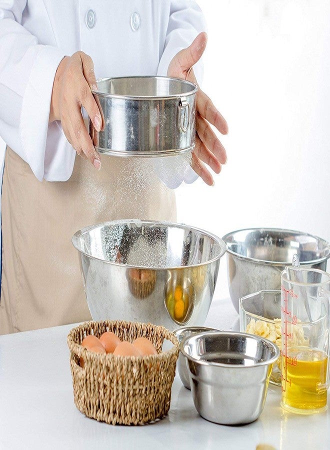 Foliam Stainless Steel Food Strainers (Atta Chalni) Flour Sieve Sifting Strainer Cake Sugar Baking Kitchen Tools Flatware Sets Sifters for Baking & Powdered Sugar-Silver - Image 2